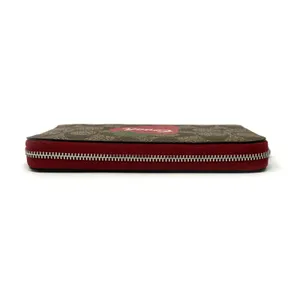 Coach Medium Id Zip Wallet Signature Canvas Wild Strawberry Khaki Red CH529 thumbnail 9