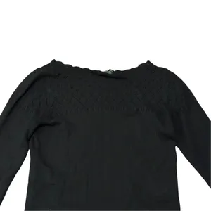 Lauren Ralph Lauren Womens Silk Cashmere Crochet Boatneck Sweater Black XL thumbnail 8