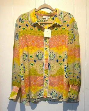 NWT Cynthia Rowley blouse size 1x‎ boho maximalist thumbnail 1