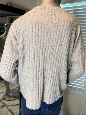Madewell Merino Wool Alpaca Blend Boxy Ribbed Sweater Small Gray Cozy Neutral thumbnail 5