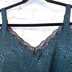 Lane Bryant Size 12 Teal Speckled Cami Tank‎ Top Lace Trim thumbnail 2