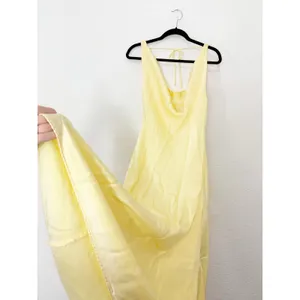 Zara Butter Yellow Satin Cowl Neck Midi Slip Dress Size Large Cocktail Wedding thumbnail 10