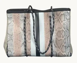 Large Neoprene Snakeskin Tote Bag with Matching Wristlet 14x9.5x11 thumbnail 1