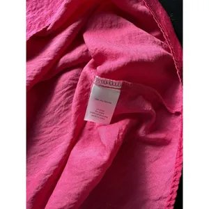 Alex & Lili Short SLV Pullover Silky Blouse Bright Pink High Neck Size Medium thumbnail 5