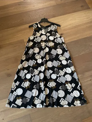 Gudrun Sjodén Sleeveless Black Midi Dress With Abstract Geometric Print Size L thumbnail 6