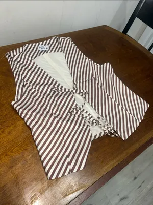 Princess Polly Lishar Vest - Brown & White Striped Tie-Front Vest size 10 NWOT thumbnail 3
