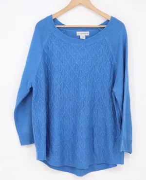 Sag Harbor Sweater Womens XL Sapphire Blue Diamond Cable Knit NEW thumbnail 1
