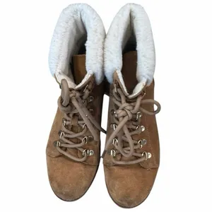 Sam Edelman Franc Suede Hiking Platform Wedge Booties Faux Fur Trim Size 6.5 thumbnail 3