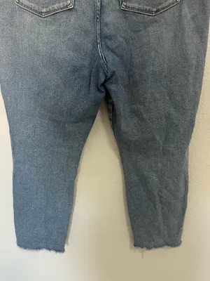 GOOD AMERICAN Good Curve Straight Leg Jeans Distressed Ripped Hem Size 18 thumbnail 9