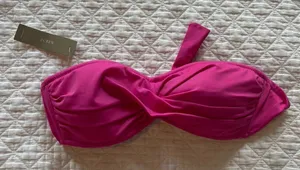 J. Crew Pink Twist Bandeau Bikini Top thumbnail 1