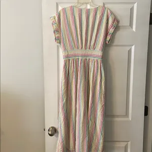 LOFT Colorful Striped Midi Summer Dress bottoms down size 8P brand new thumbnail 6