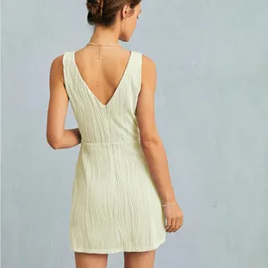 RIHOAS The Beige Water Ripple Textured Sleeveless Mini Dress L thumbnail 2