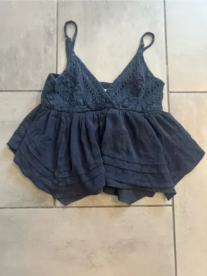 Hollister Lace Bust Babydoll Top in Blue thumbnail 2