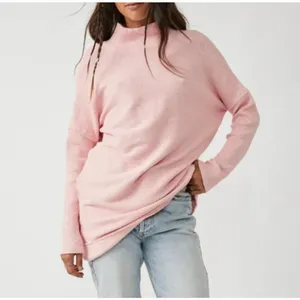 We The Free Pink Free People Casey Ribbed Knit Mock Neck Tunic Longline Sweater thumbnail 3
