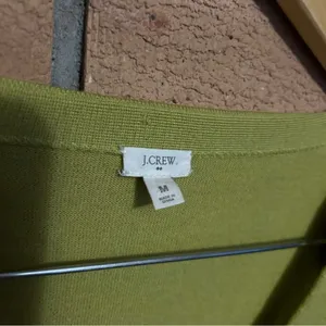 J. Crew Factory Green Cardigan Sweater Merino Wool Rhinestone Buttons Size M thumbnail 3