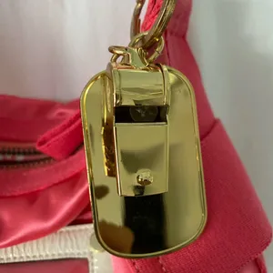 Satin pink shoulder gold chain Transparent Pocket In Front S -NWT thumbnail 3