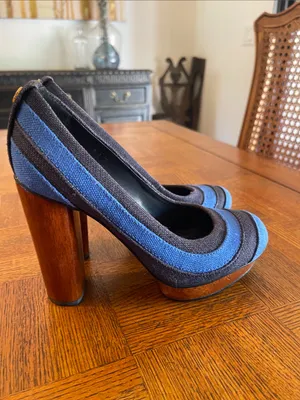 Tory Burch Joelle Tweed Wood platform heels thumbnail 5