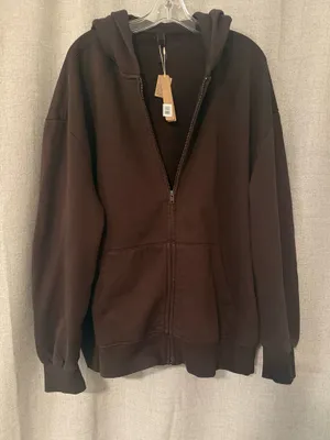 SKIMS NWT Boyfriend Fleece Boxy Zip-Up Hoodie | M thumbnail 2