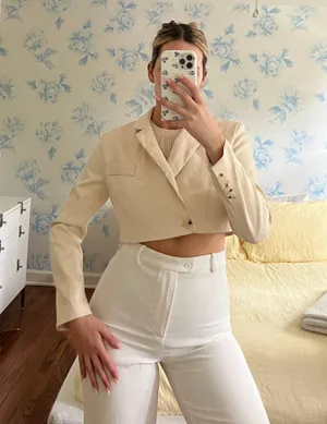 Peppermayo Cropped Blazer Cream thumbnail 1