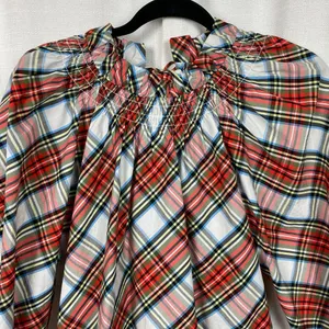 J.Crew Tartan Plaid Smocked Neck Popover Blouse Sz.XS thumbnail 4