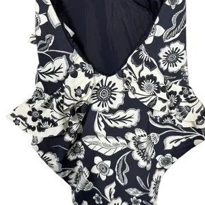 Anthropologie Maeve Ruffled Plunge One Piece Swimsuit Sz XS thumbnail 5