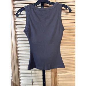 OGL Softly V Neck Built In Bra Tank Top Slate Blue Ribbed Women Size XS NWT thumbnail 6