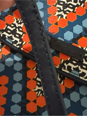 Vera Bradley Crossbody Purse Faux Leather Blue Orange Geometric Marrakesh Bead thumbnail 7