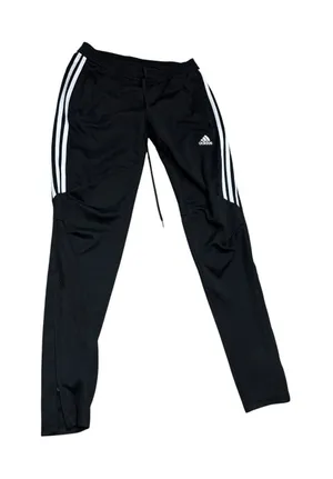 Adidas Black Athletic Pants Women's White Stripes Size S thumbnail 1