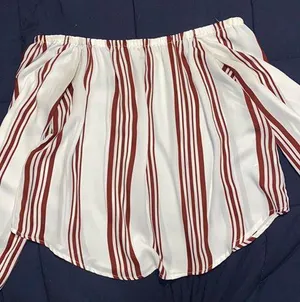 Forever21 Red And White Off The Shoulder Top thumbnail 2