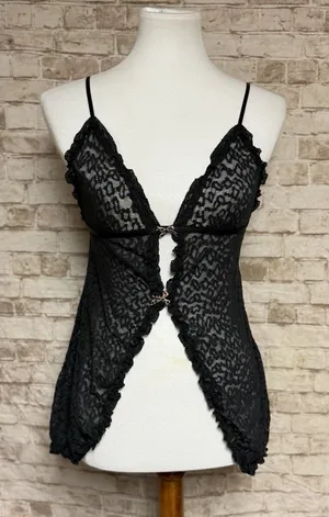 Victoria's Secret The‎ Lacie Black Top With Cheetah Print M thumbnail 1