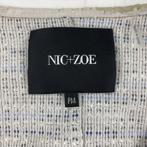 NIC+ZOE Jacket Womens Petite Medium Gray Blue Knit Full Zip Fringe Pockets thumbnail 3