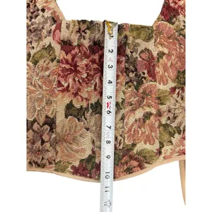Tapestry Floral Crop Top Square Neck Puff Sheer Sleeve Renaissance Cottage Top S thumbnail 7