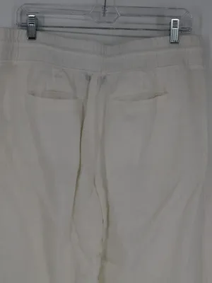Athleta Womans Cabo Linen Wide Leg Pant White Size 12 Cropped Coastal Minimalist thumbnail 9