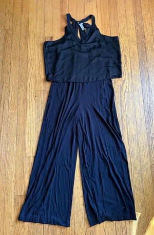 Sweaty Betty Jumpsuit Womens Medium Black Wide Leg Sleeveless Racerback SB4849 thumbnail 1