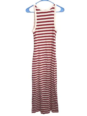 Universal Threads Ribbed Knit Maxi Bodycon Dress Striped Red Cream Size Large thumbnail 5