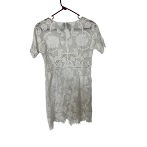 Anthropologie WHITE lace dress Size XS crochet beach coastal fairy thumbnail 4