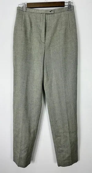 Andrea Viccaro Trousers Women 8 Grey Wool Herringbone High Waist Dress Pants thumbnail 1
