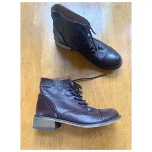Creator Ankle Leather‎ Booties Boho Chic Brown Lace Up Boots Shoes, Size 38 thumbnail 10