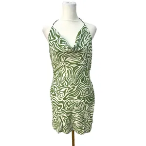 New LE LIS Collection Green Zebra Resort Dress Sleeveless Spaghetti Women’s Sz S thumbnail 6