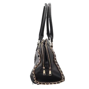 Marc New York Satchel Womens Large Black Pebbled Chain Accent Gold Hardware Fair thumbnail 7