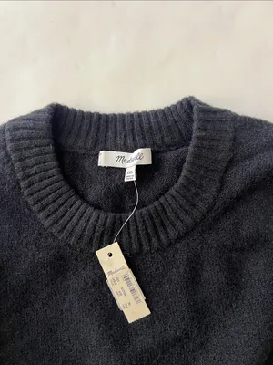 NWT Madewell Black Balloon Sleeve Stretchy Longsleeve Sweater XXS thumbnail 4