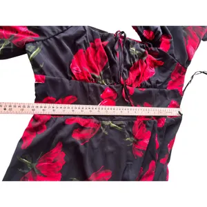 Boohoo Dress 16 Milkmaid Balloon Sleeve Romantic Dark‎ Florals Gothic Victorian thumbnail 8