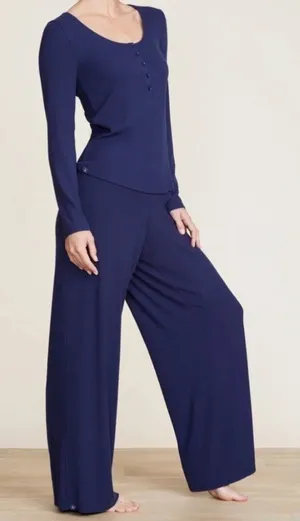 Barefoot Dreams Dark Blue Ribbed Wide Leg Malibu Pants thumbnail 1