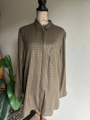 Anthropologie Maeve Sequin Button Down Top Size Large NWT thumbnail 4