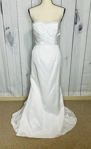 Davids Bridal Wedding Dress Sz 4 Beaded Bustline A-Frame Full Skirt White thumbnail 1