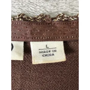 Vintage Y2K Brown Faux Wrap Top Metallic Beaded Trim 3/4 Sleeve Fairy Grunge L thumbnail 6
