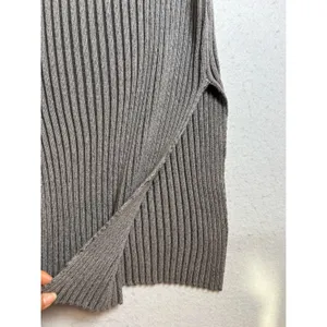 Rock & Republic Womens Mock Neck Ribbed Sleeveless Sweater Dress Gray Taupe L thumbnail 4