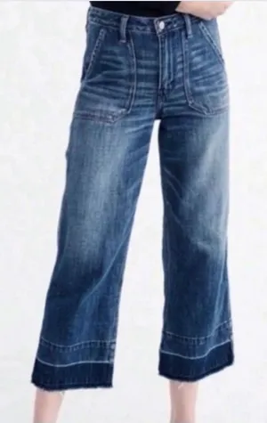 Abercrombie & Fitch Cropped Stovepipe Jean Women 4R X 24.5 Blue Wide Leg Raw Hem thumbnail 1