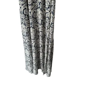 Hanalulu Wahine Navy White‎ Floral Maxi Dress Med Rayon Strappy Vacation thumbnail 3