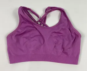 Fabletics Sports Bra Womens Small Purple Crisscross Back Seamless Yoga‎ Running thumbnail 1